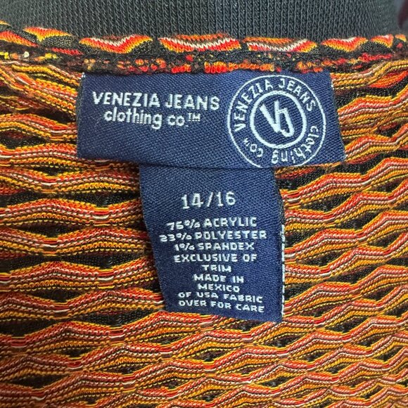 Venezia Jeans Womens Halter Top 14/16 Orange Geometric Pattern Festival - Picture 5 of 6
